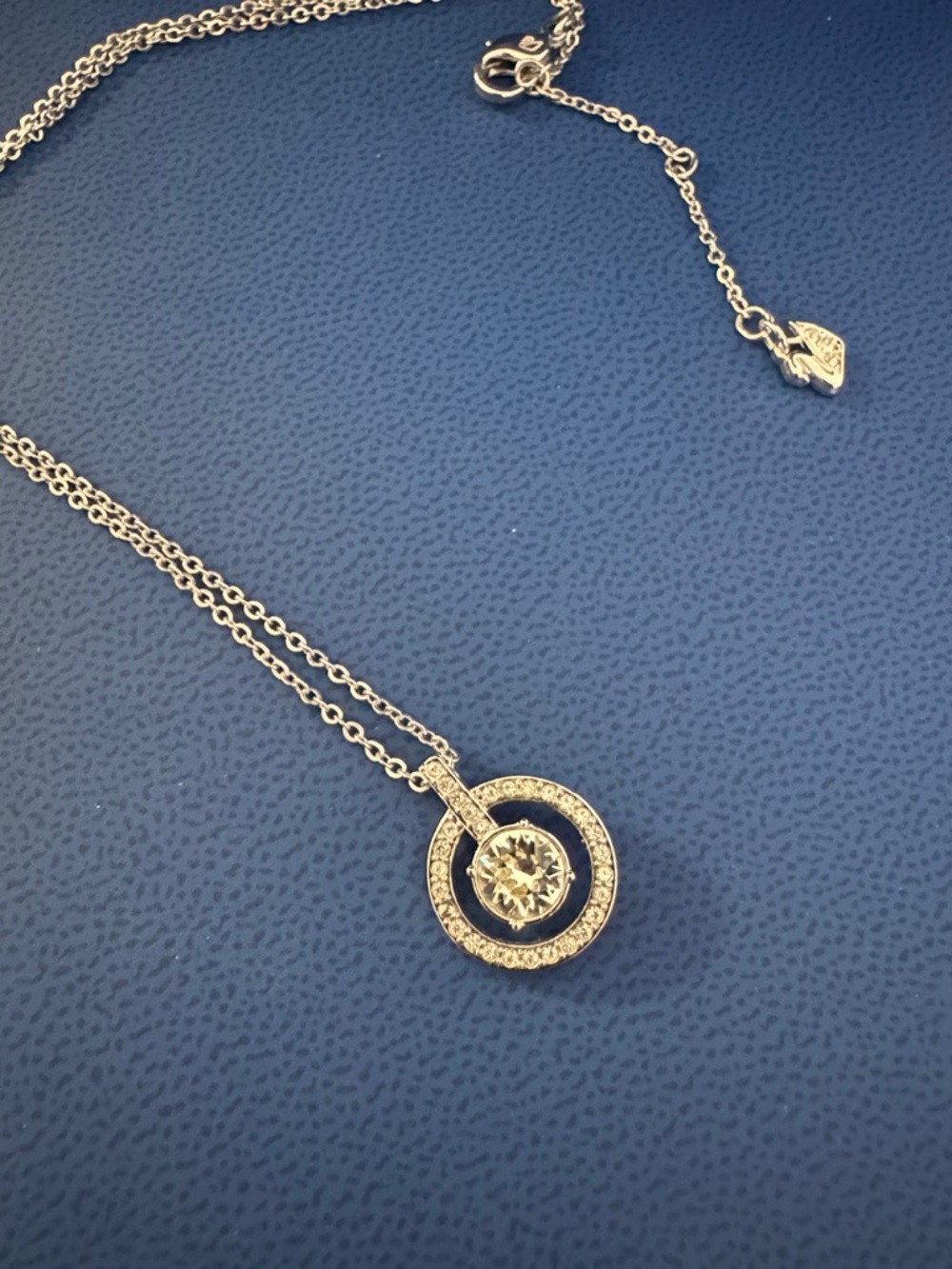 Swarovski Silver Crystal Double Halo Pendant Necklace